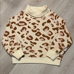 NWOT Karlie Leopard Print Cowl Neck Oversized Wide Sleeve Sweater